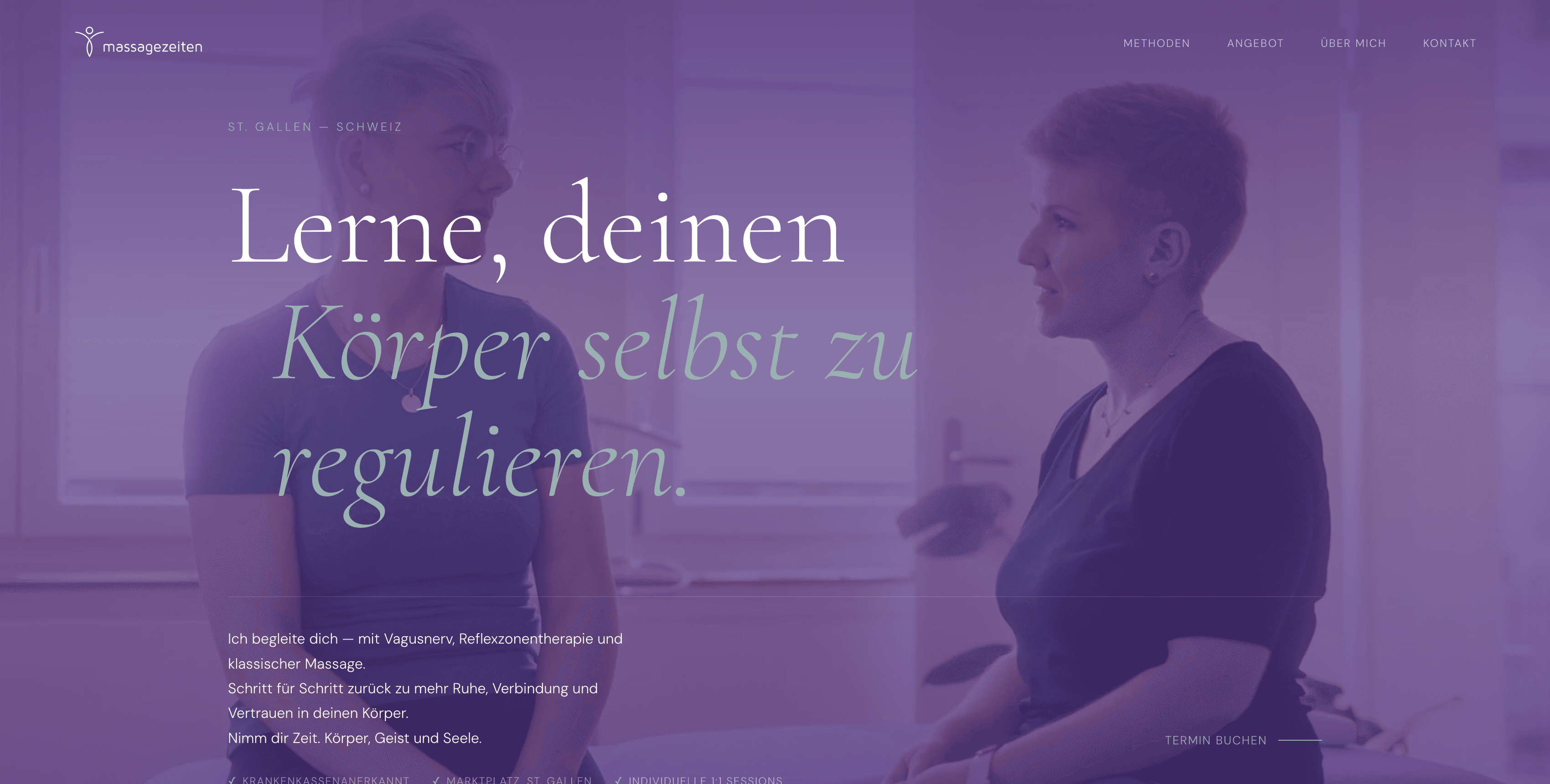 Webdesign für massagezeiten — Körpertherapie-Website aus St. Gallen von maeve studio